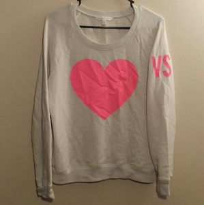 Victorias Secret Neon Pink Heart Crewneck