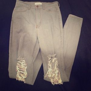 High waisted ripped jeans