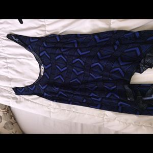 Blue and black tank top. Longish