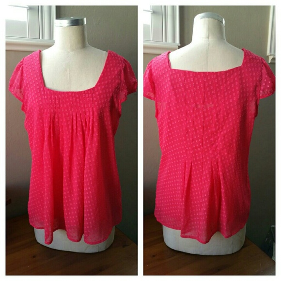 NWT Cute Coral Pink Polka-dot Blouse w/ Tank
