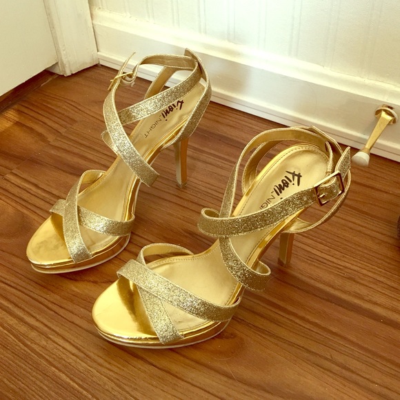 Gold strappy heels