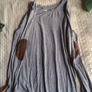 Zara light weight sweater with brown suede elbow