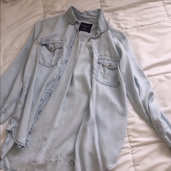 Light blue denim flannel.