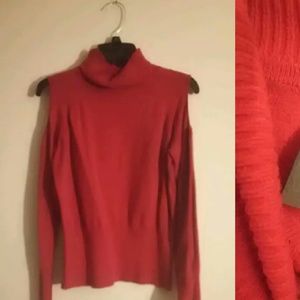 bisou bisou xl red sweater cut out shoulders