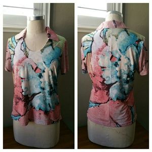 Le Helene Golf Top in Abstract Print