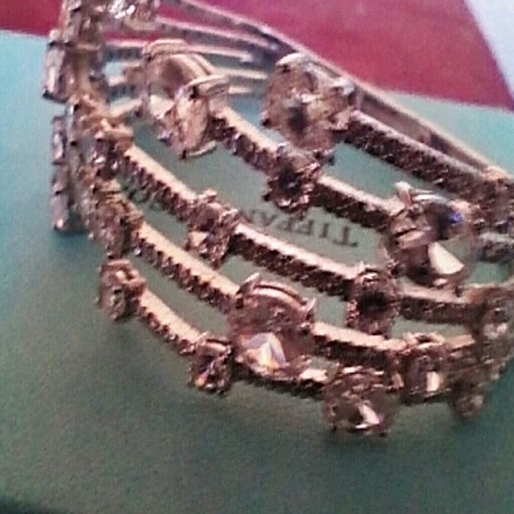 SILVER BRACELET BRILLIANT CZS HINDGE CLOSURE - Picture 3 of 4