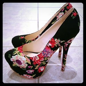 Floral Platform High Heels