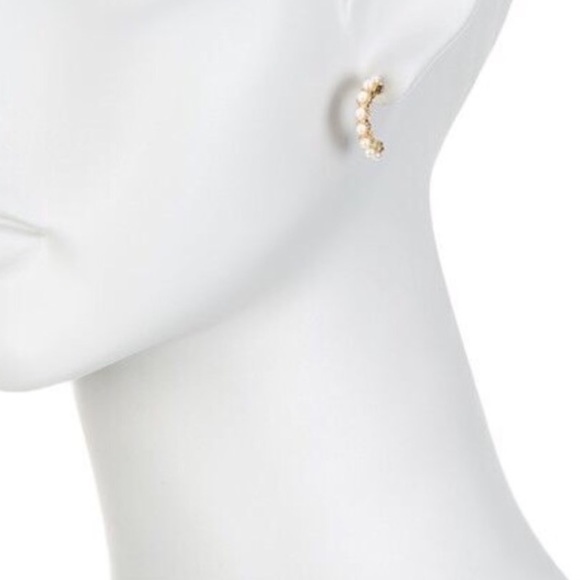 🆕 Faux Pearl Mini Hoop Earrings 🆕 - Picture 2 of 3