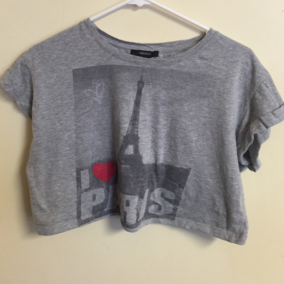 Forever 21 Tops - I ❤️ Paris gray crop top