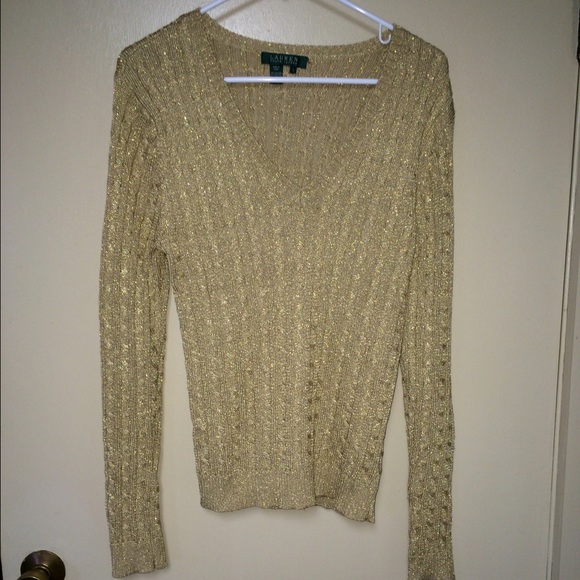 Ralph Lauren gold V Neck sweater