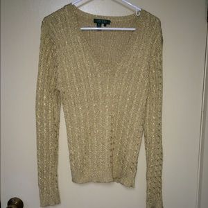 Ralph Lauren gold V Neck sweater