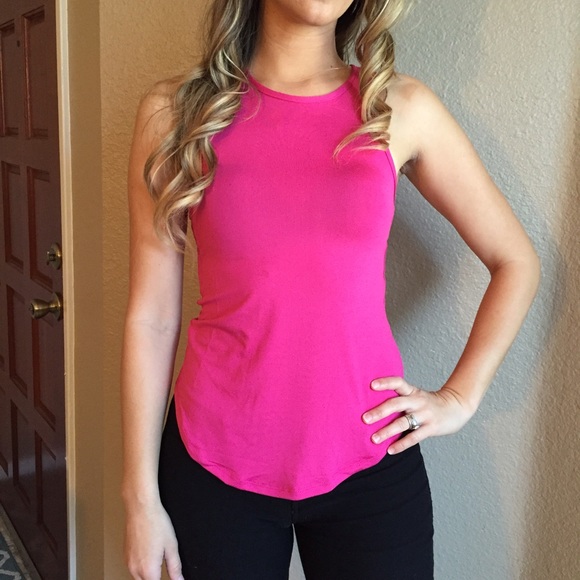 Fuchsia High Neck Racerback Tank - Picture 2 of 4