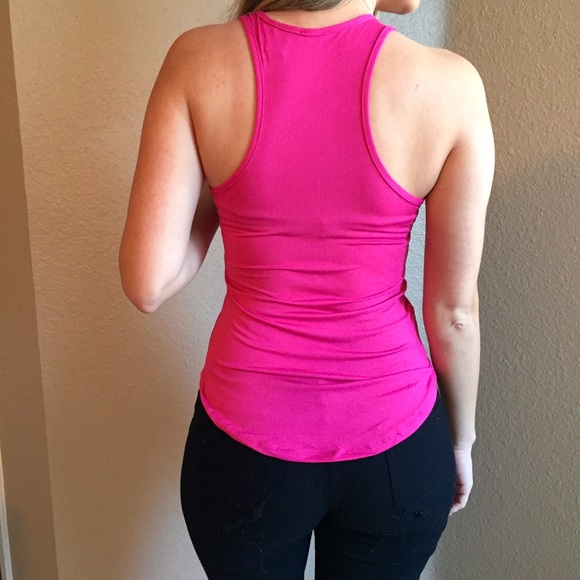 Fuchsia High Neck Racerback Tank - Picture 3 of 4