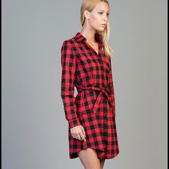 Red and Black Plaid Dress