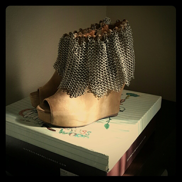 Funky Jeffrey Campbell wedges with silvers chains