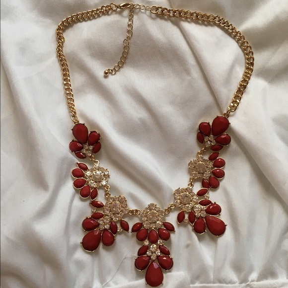 Red and gold statement necklace