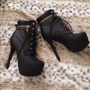 Black platform booties