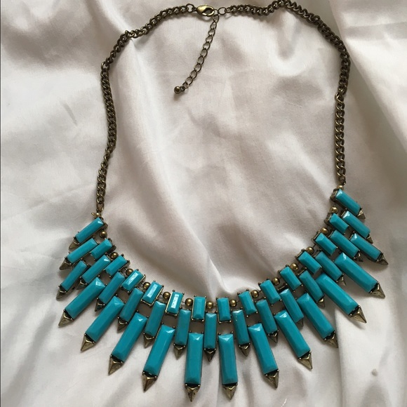 Turquoise and rose gold statement necklace