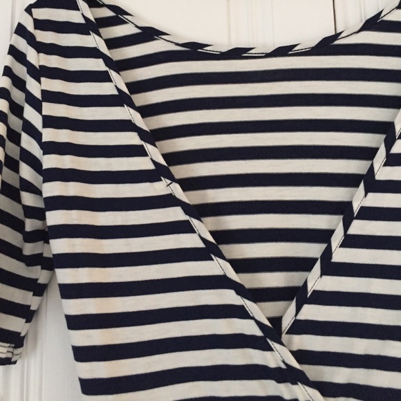NWOT Navy White Stripe Low Back Skater Dress - Picture 4 of 4
