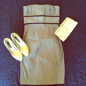 Navy and white Zara strapless dress