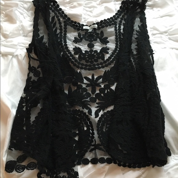 Black lace tank cardigan