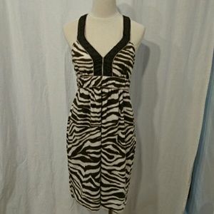 Banana Republic 8P olive and cream print dress
