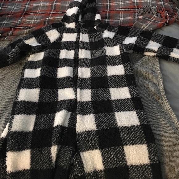 Checkered onesie with hood