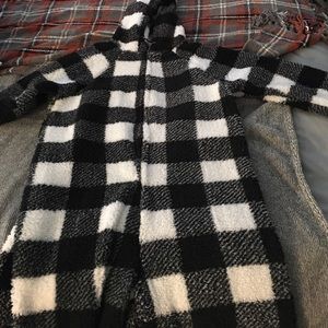 Checkered onesie with hood