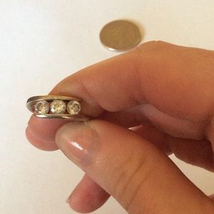 Silver ring, three jewels