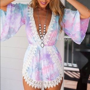 Cotton Candy Lace Romper