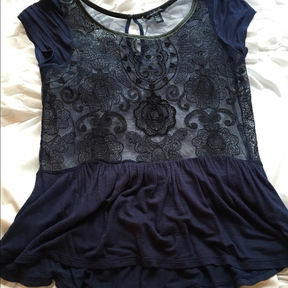 Black sequin and navy top
