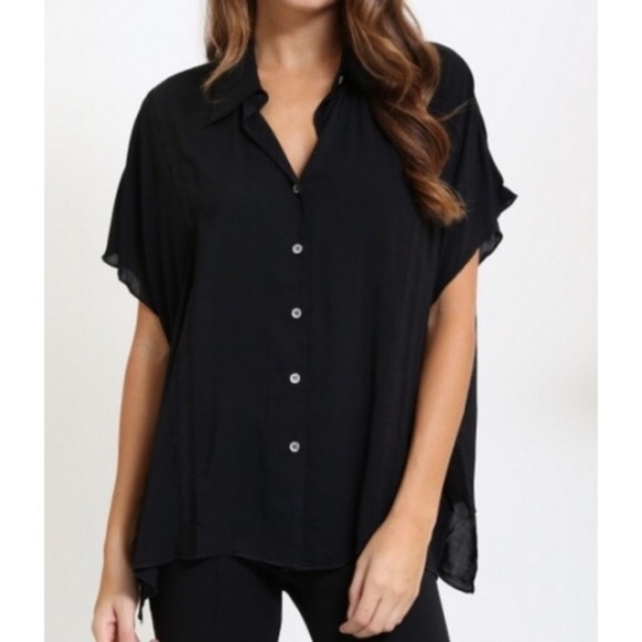 Tops - Black Button Down Tunic (LAST SMALL!)