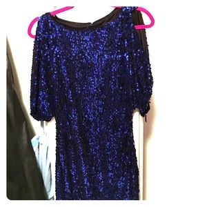 Aidan mattox blue sequin cocktail dress
