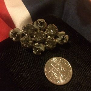 Antique Austrian crystal flower brooch