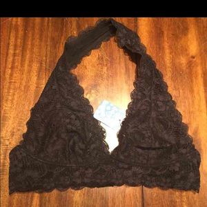 Free people Galloon bralette M black NWT