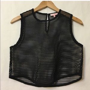 Black net mesh crop top urban outfitters