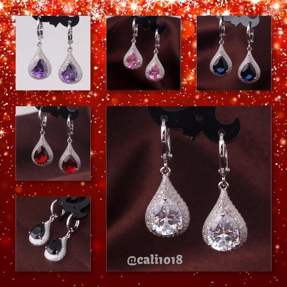 Boutique Jewelry - 🆕Pear Shape Sapphire & White GF Earrings 1 Pair
