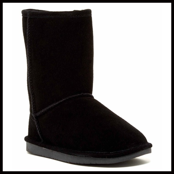 BLACK SUEDE SHEARLING ANKLE BOOTIES BOOTS A3C - Picture 9 of 12