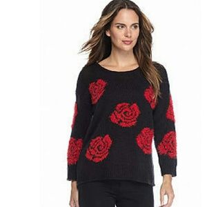 Fuzzy rose sweater