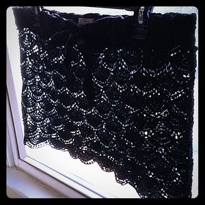 Black crochet bathing suit cover up skirt