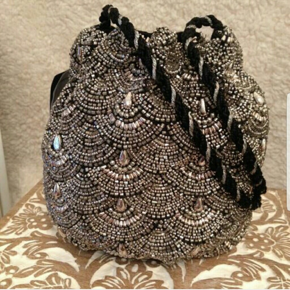 ZARA EVENING HAND JEWELED BAG PURSE