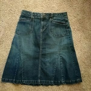Denim flare hem skirt