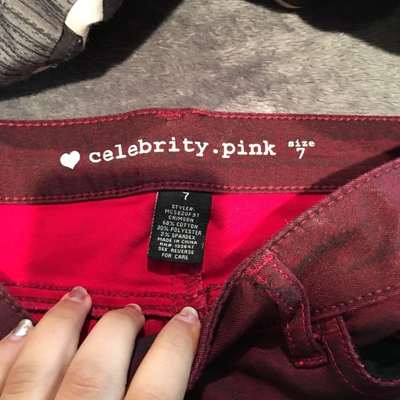 Celebrity Pink Burgundy Skinny Jeans - Picture 2 of 3