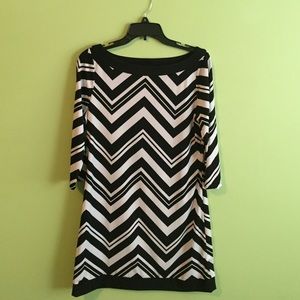 Black and white chevron dress