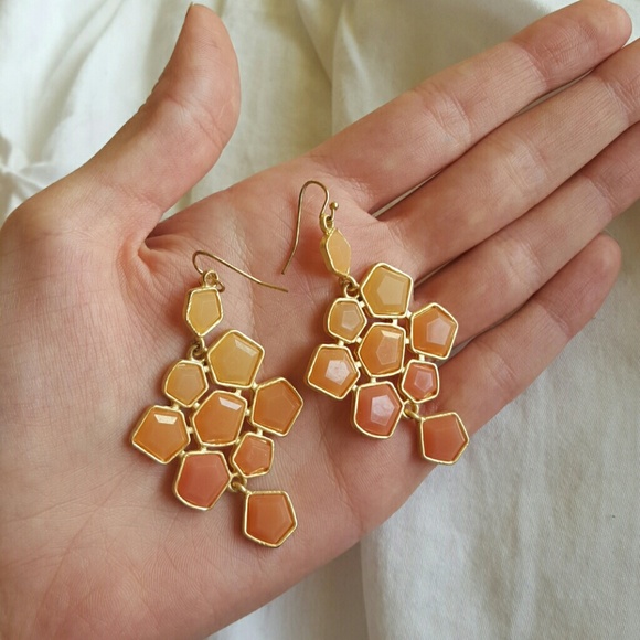 Peach and Gold Ombre Earrings