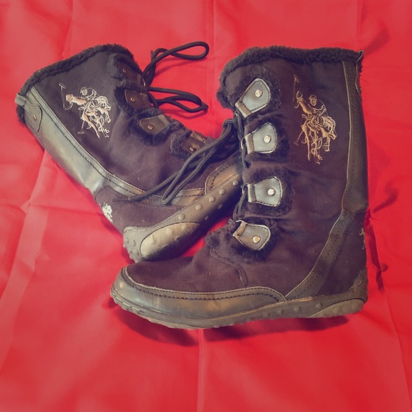 Sz.7 black polo winter boots