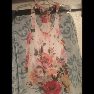 White top with colorful flowers