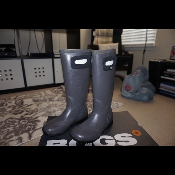 Bogs tacoma tall dark grey rain boots