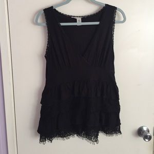 American Rag Black Lace Tiered Tank Top Size XL