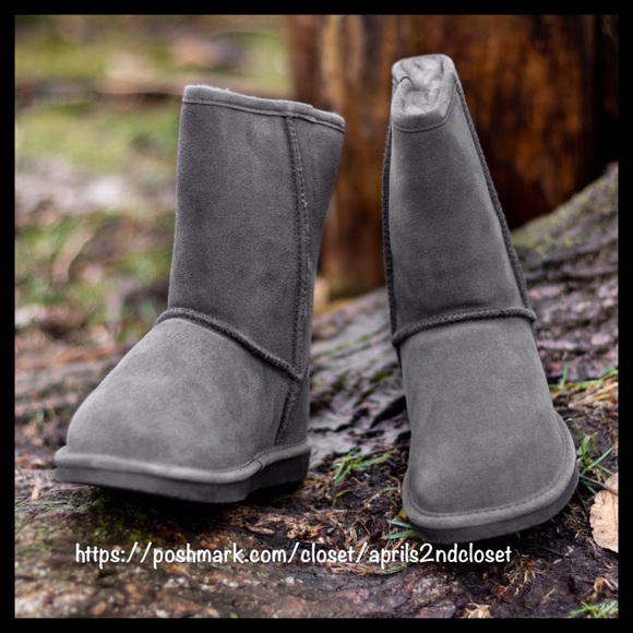SHEARLING LINED ANKLE BOOTIES GREY SUEDE BOOTS A3C - Picture 4 of 8